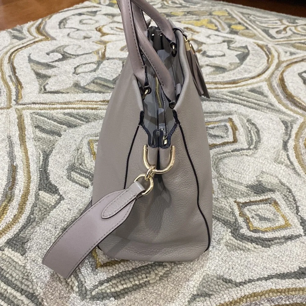 ♠️ Kate spade beautiful gray leather large top handle satchel shoulder bag ♠️